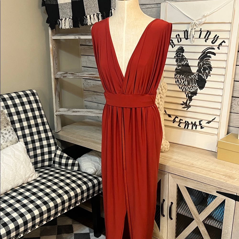 Chic Backless Rust colored  Dress